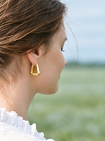 Pavé Crystal C-Curve Stud Earrings, Gold Plated