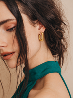 Open C Hoop Earrings, Gold Plated, Everyday Wear