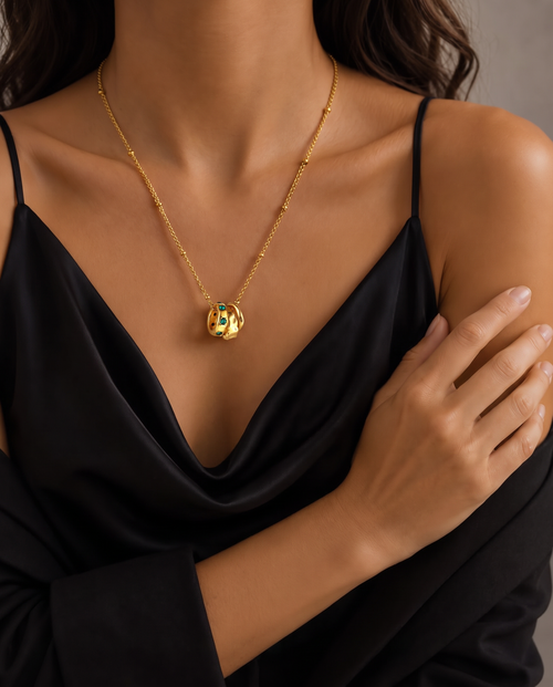 Asymmetric Triple Circle Necklace, Modern Minimalist Gold Plated