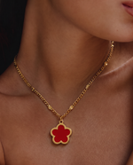 Flower & Shell Pendant Necklace, Gold Plated, Nature-Inspired