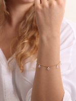Dainty Gold Round Crystal Charm Chain Bracelet