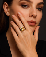 Minimalist Open Band Ring - Polished Gold Plated, Adjustable
