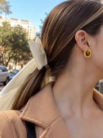 Oval Tiger's Eye Stud Earrings – 18k Gold Plated