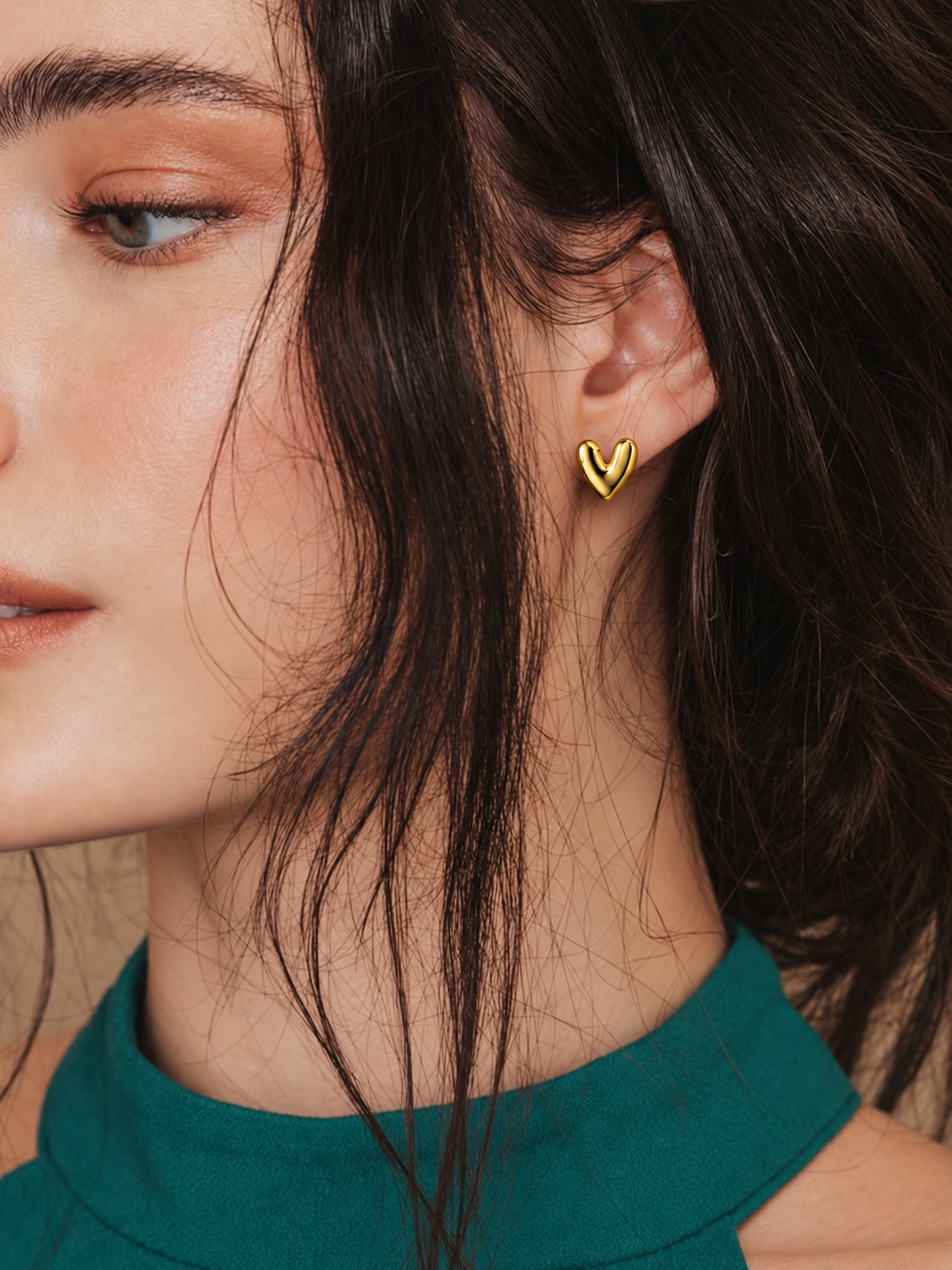 Chunky Gold Plated Heart Earrings - 25 x 22 mm