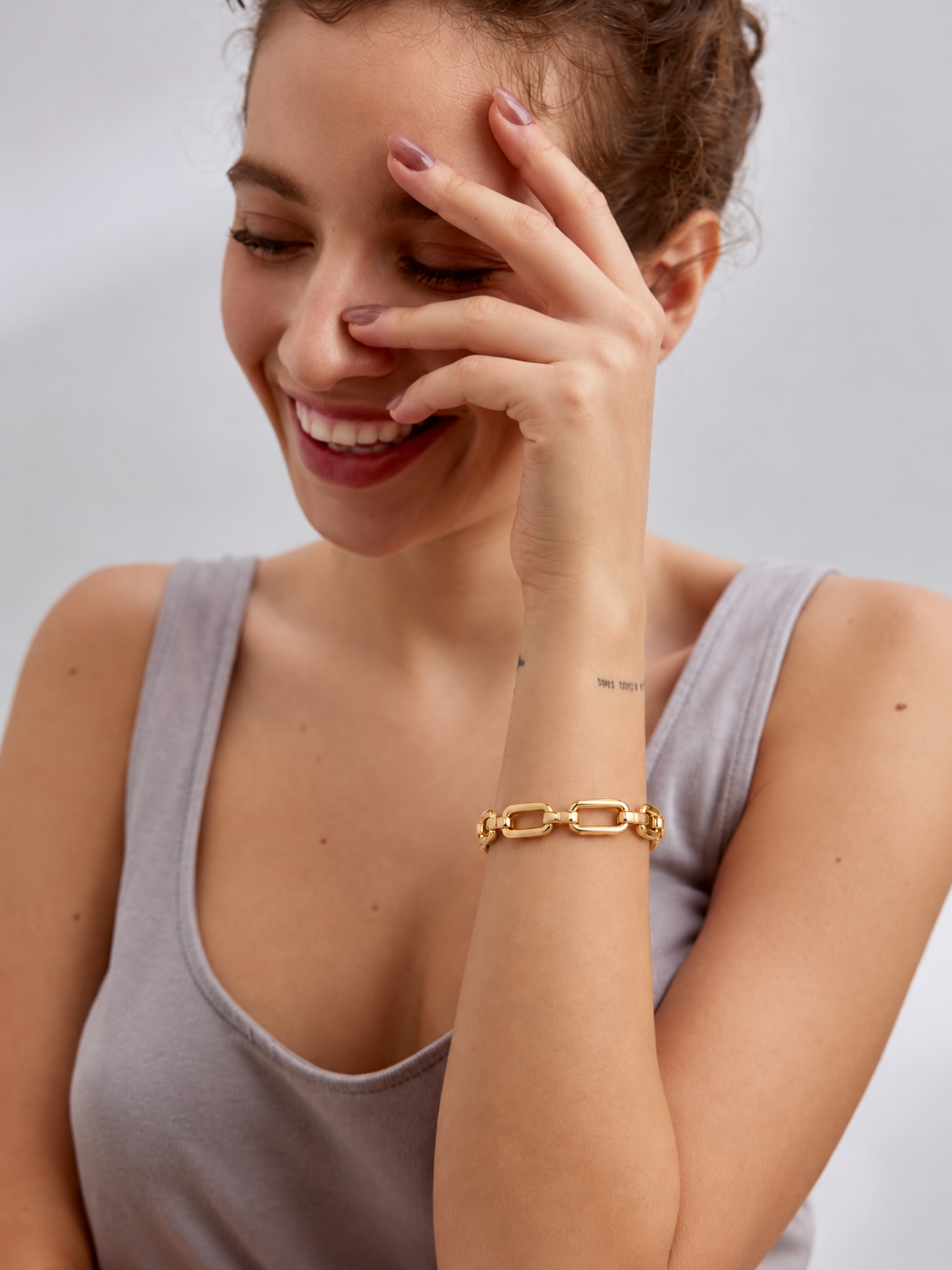 Chain-Link Hard Cuff Bracelet – Open Back, Hollow Design - 18k Gold Plated