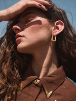 Pavé Crystal C-Curve Stud Earrings, Gold Plated
