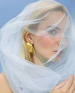 Fan Shape Gold Plated Stud Earrings