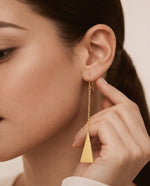Triangle Pendant Drop Earrings, Gold Plated