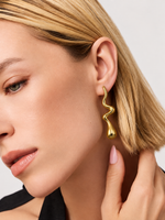 Twisted Geometric Line Earrings - Minimalist Gold Statement, 18k Gold Plated
