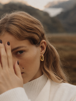 Open C Hoop Earrings, Gold Plated, Everyday Wear