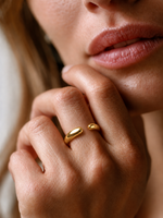 Layered Feather Shape Ring, Gold Plated, Stacked Design