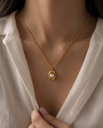 Pearl Accent Pendant Necklace, Gold Plated, Minimalist