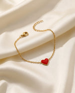 Red Heart Charm Gold Color Pulseras Bracelet