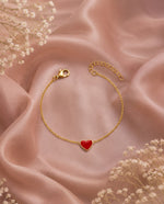 Red Heart Charm Gold Color Pulseras Bracelet