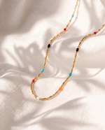 Mixed Color Dots Adhesive Necklace 40+5cm+6mm Round Plaque Gold Plated