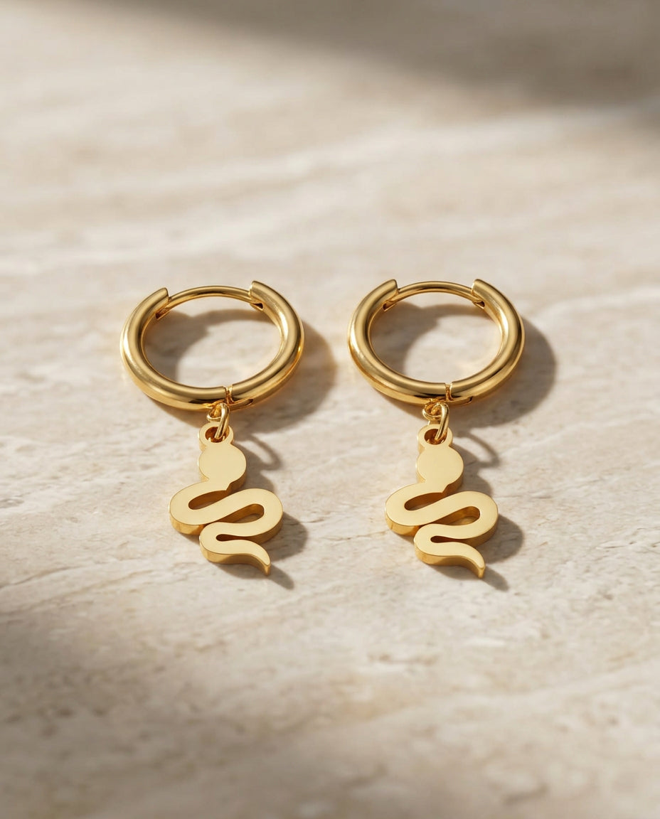 Gold Plated Snake Earrings