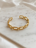 Chain-Link Hard Cuff Bracelet – Open Back, Hollow Design - 18k Gold Plated