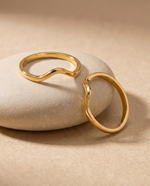 Sculptural Curved Ring, Angular Pointed Edge, Gold Plated