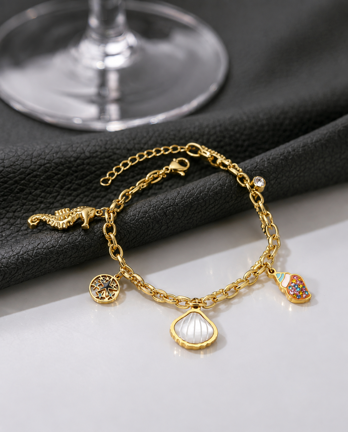 Ocean Shell Charm Bracelet – 18K Gold Plated