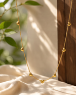 Gold Peach Heart Pendant Necklace – 8-Charm Design, 40.5cm