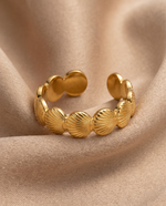 Gold Plated Shell Disc Ring - Coastal Signet Style