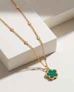 Flower & Shell Pendant Necklace, Gold Plated, Nature-Inspired