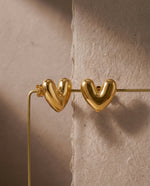 Chunky Gold Plated Heart Earrings - 25 x 22 mm