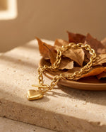 Chunky Gold Heart Chain Bracelet, Oversized Links