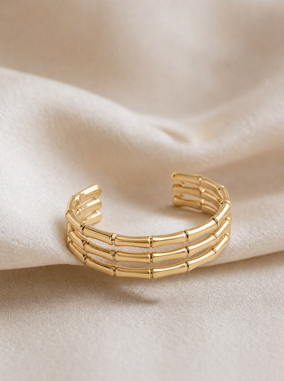 Graduated Gold Open Cuff Bracelet – Tapered 3.6–18mm Wide