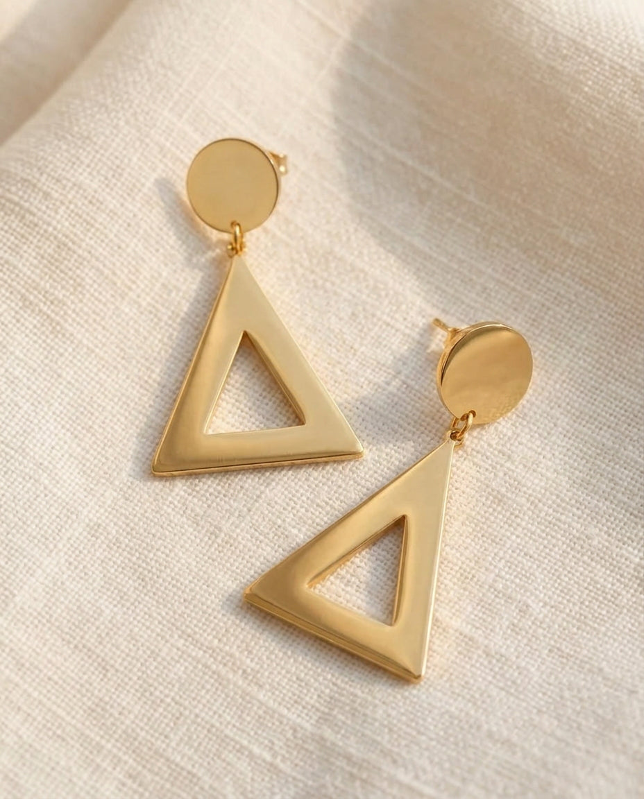 Minimalist Triangle Stud Earrings, Gold Plated