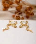 Snake Motif Gold Plated Earrings, Vintage-Inspired