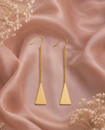 Triangle Pendant Drop Earrings, Gold Plated