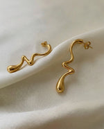 Twisted Geometric Line Earrings - Minimalist Gold Statement, 18k Gold Plated