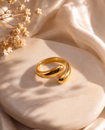 Minimalist Open Band Ring - Polished Gold Plated, Adjustable