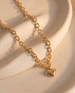 Chunky Gold Plated Heart Link Necklace, Bold Statement Chain