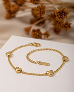 Gold Peach Heart Charm Bracelet – 18k Gold Plated