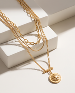 Gold Plated Link Chain Necklace, Star Charms, Statement Layered Look