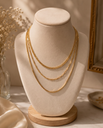 Three-Tier Layered Necklace – Mixed Chain Styles, Gold Plated