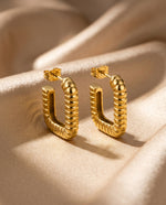 Open C Hoop Earrings, Gold Plated, Everyday Wear