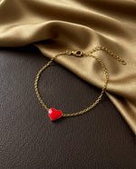 Red Heart Charm Gold Color Pulseras Bracelet