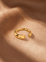 Layered Feather Shape Ring, Gold Plated, Stacked Design