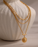 Gold Plated Link Chain Necklace, Star Charms, Statement Layered Look