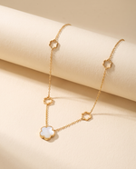 Flower Pendant Necklace - Enamel Detail, Gold Plated