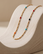 Mixed Color Dots Adhesive Necklace 40+5cm+6mm Round Plaque Gold Plated