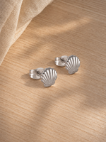 Gold Plated Shell Cut Stud Earrings