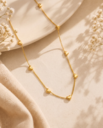 Gold Peach Heart Pendant Necklace – 8-Charm Design, 40.5cm