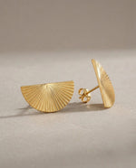 Fan Shape Gold Plated Stud Earrings