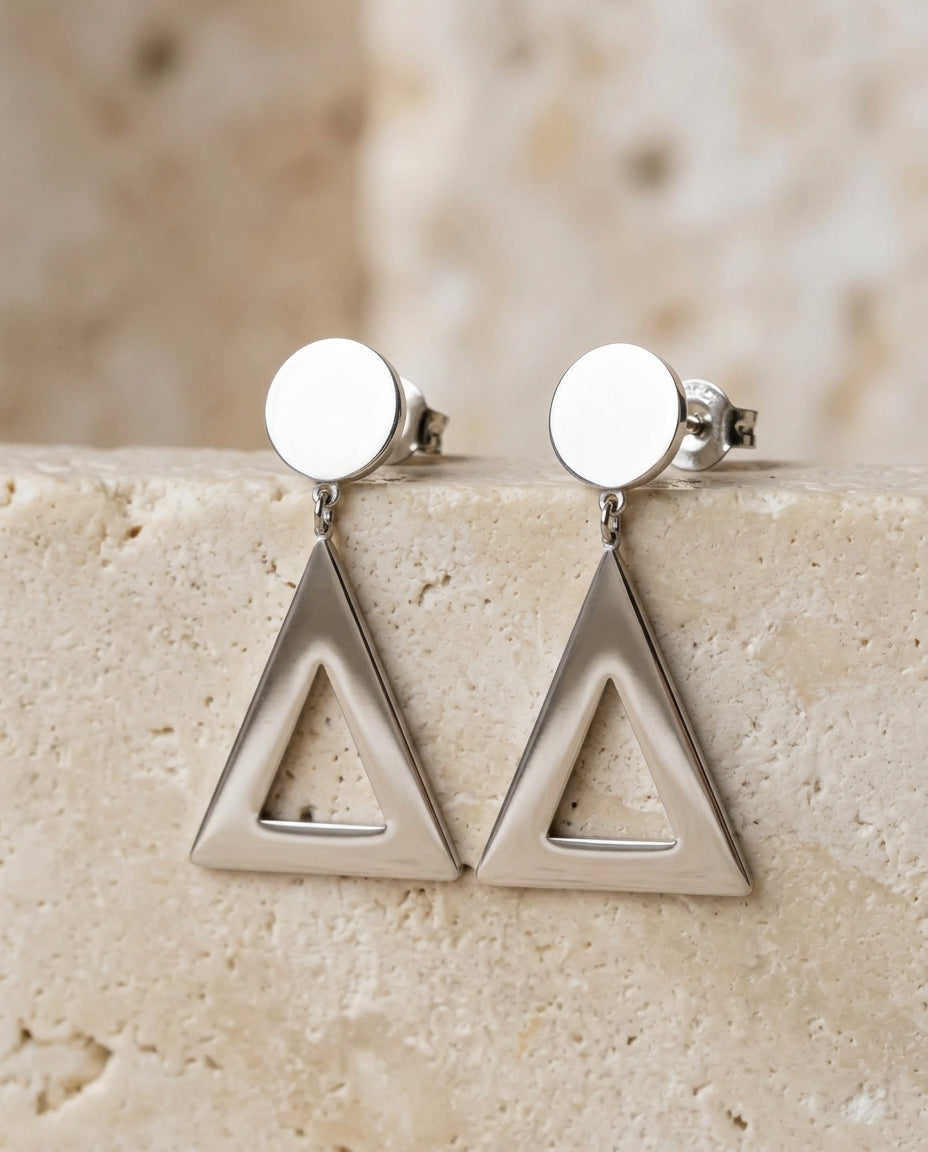 Minimalist Triangle Stud Earrings, Gold Plated