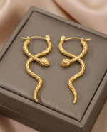 Snake Motif Gold Plated Earrings, Vintage-Inspired