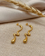 Twisted Geometric Line Earrings - Minimalist Gold Statement, 18k Gold Plated